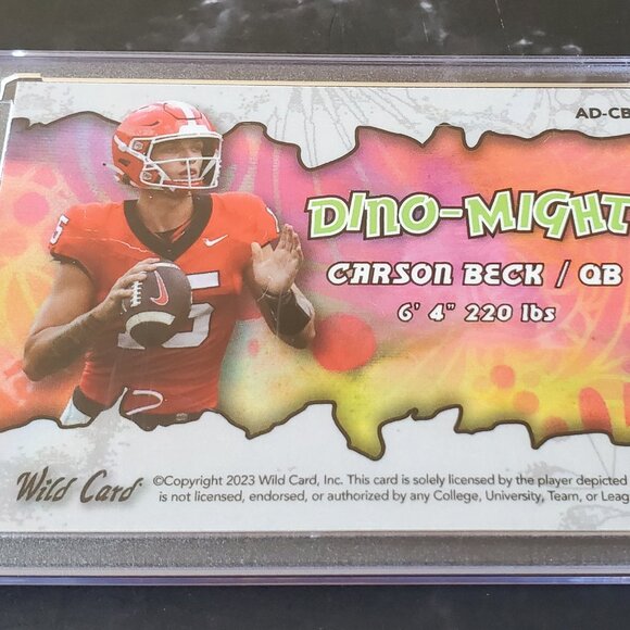 Carson Beck 2023 Wild Card Alumination Dino-Might  Green 3/8 #AD-CB - Picture 7 of 7